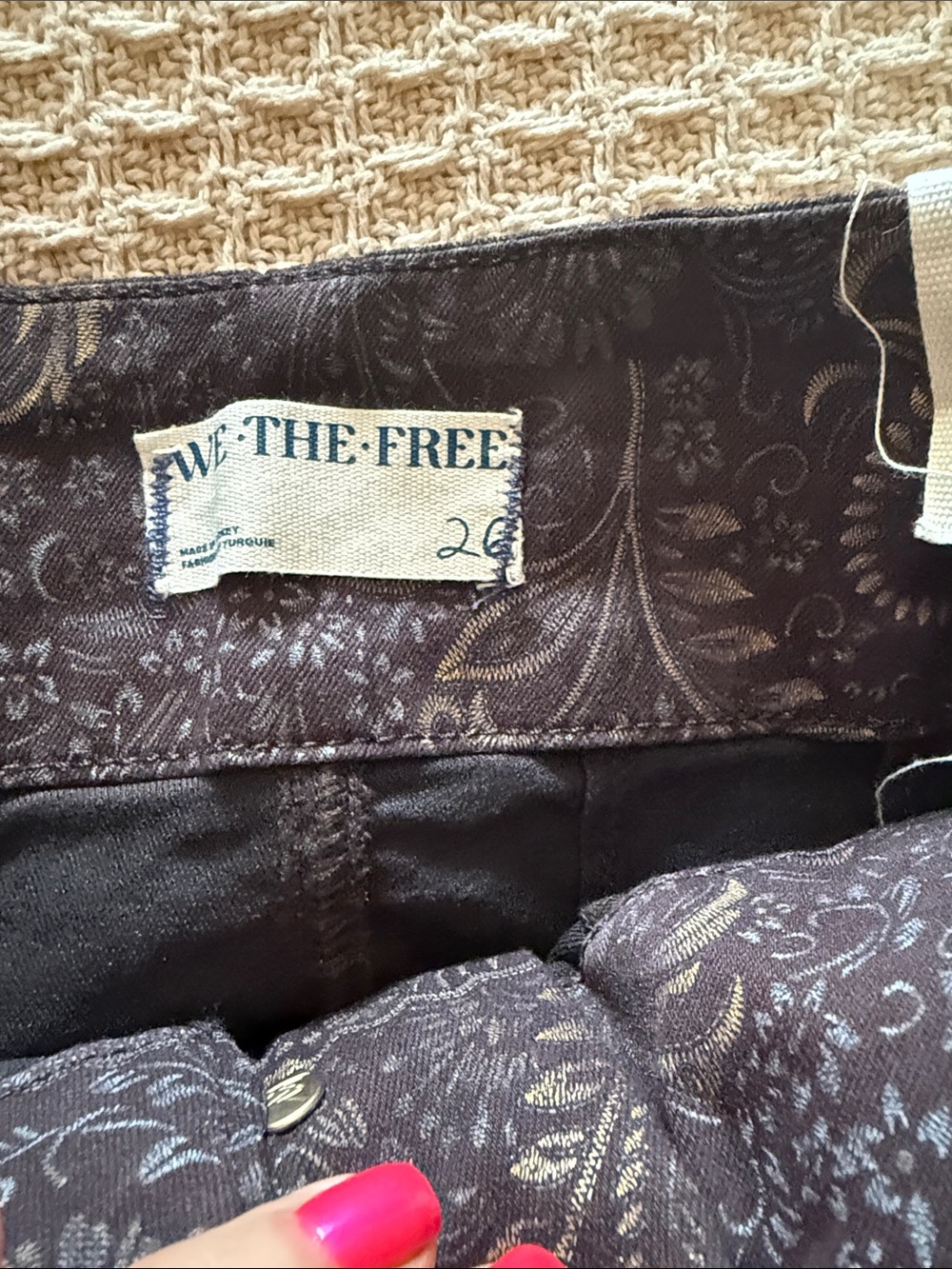 We The Free Jayde Brown Metallic Gold Paisley Pants - Picture 7 of 8